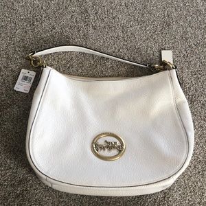 Coach Pebble Leather Elle Hobo in Chalk/Old Brass